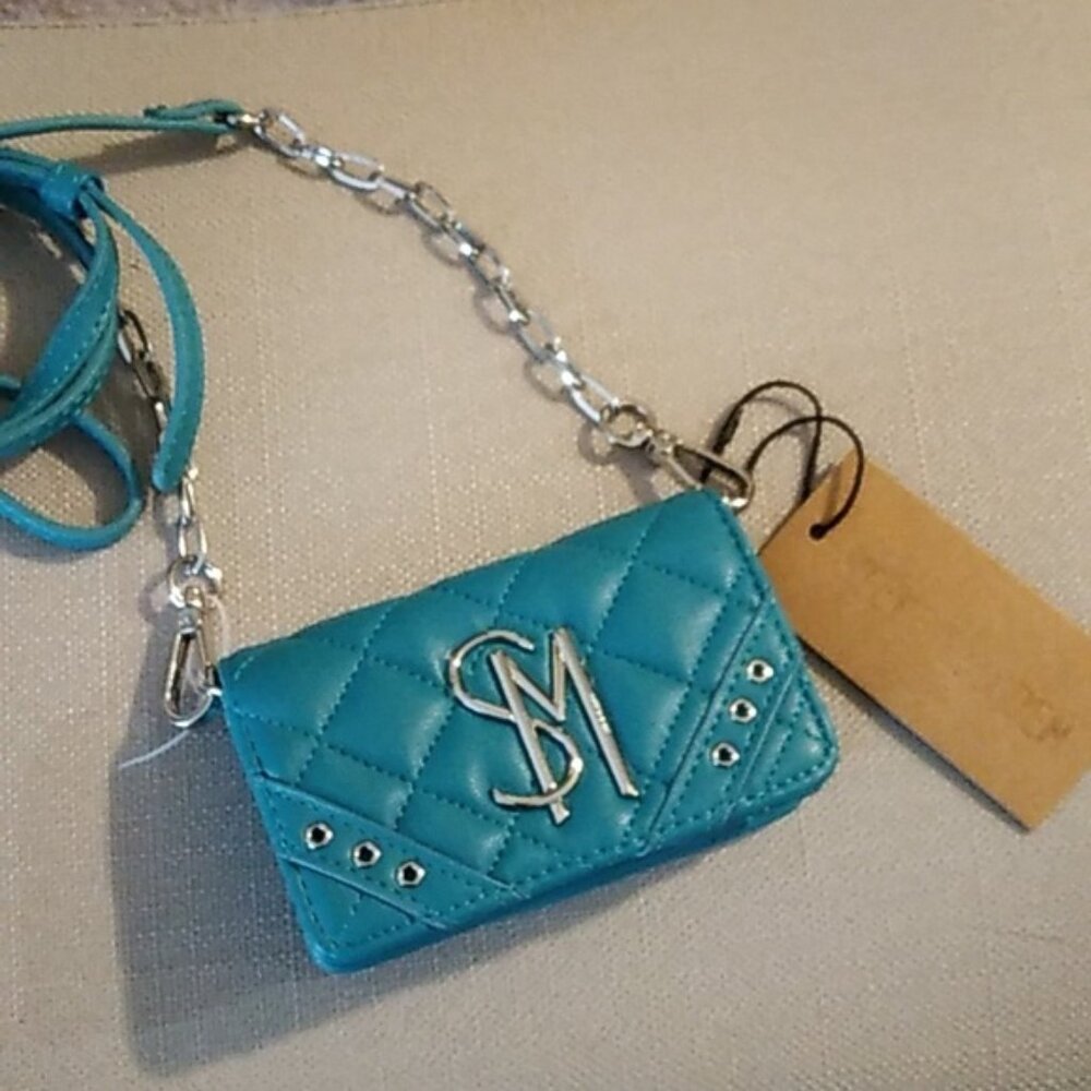 Steve Madden MINI Brilly Cedar Green Flap Card Case Crossbody Wallet NWT